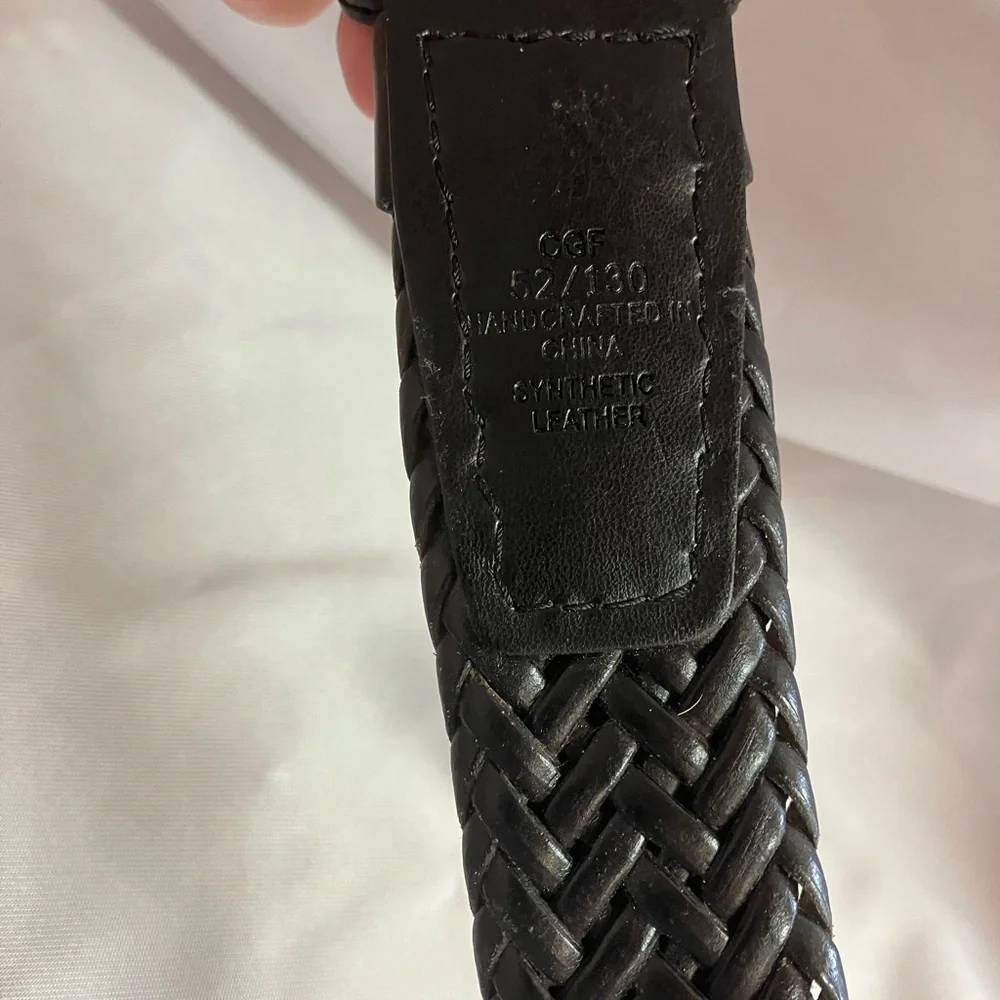 Classic Black Braided Leather Belt with Silver Buckle